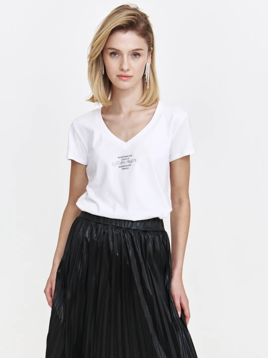 Zdjęcie produktu Obszerny t-shirt z napisem TOP SECRET Biały
