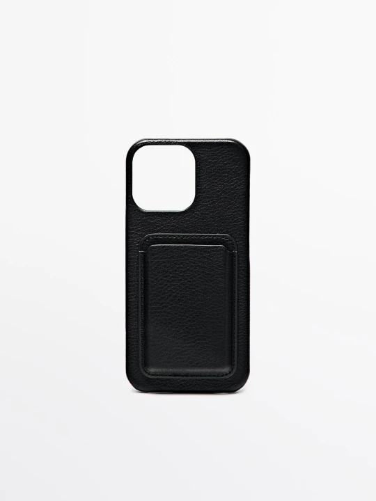 Zdjęcie produktu Obudowa Na Iphone 16 Pro Max Ze Skóry Nappa - Czarny - Massimo Dutti - Male
