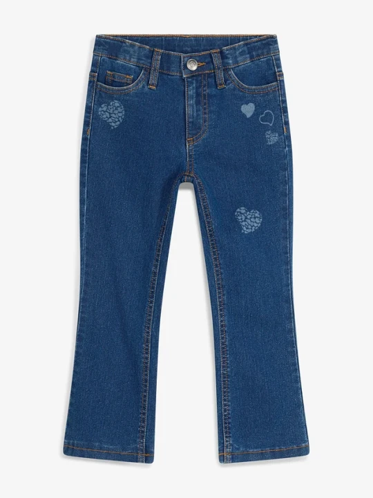 Zdjęcie produktu Ocieplane jeansy marki Lurchi o kroju bootcut, ze średnim stanem BonPrix niebieski