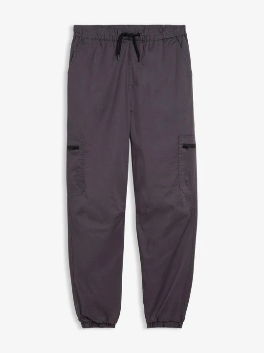 Zdjęcie produktu Ocieplane spodnie bojówki z dżersejową podszewką o kroju loose fit BonPrix szary