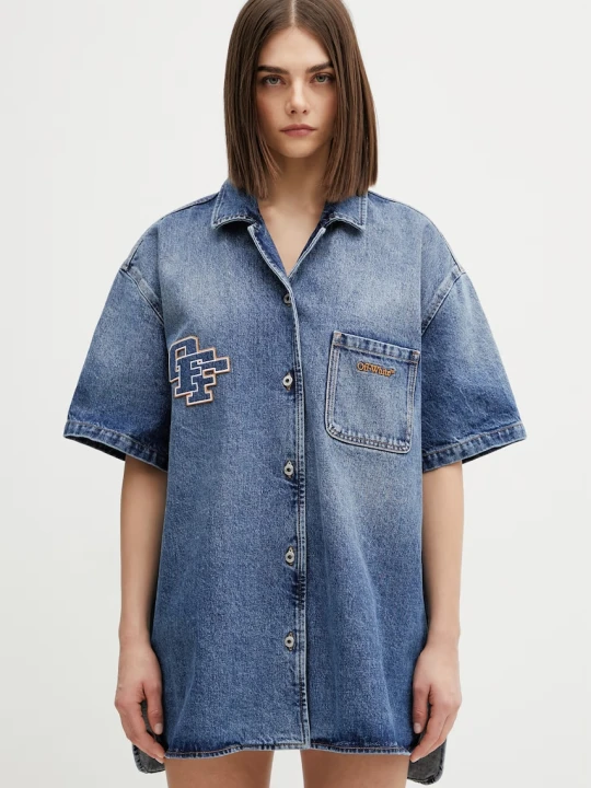 Zdjęcie produktu Off-White Royal Patch Denim sukienka z efektem sprania jeansowa Off White