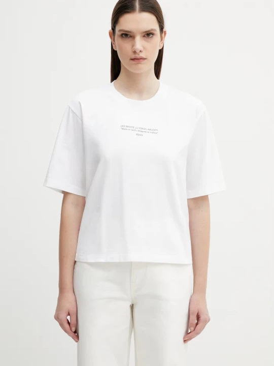 Zdjęcie produktu Off-White t-shirt bawełniany Statement Boxy Off White