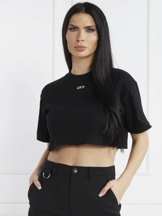 Zdjęcie produktu OFF-WHITE T-shirt | Cropped Fit Off White czarny