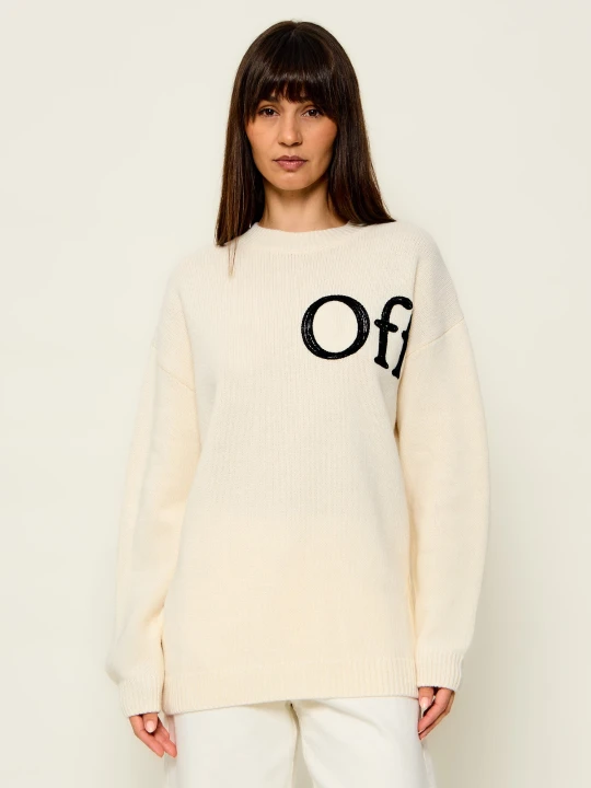 Zdjęcie produktu OFF-WHITE Wełniany sweter Bookish | Loose fit Off White kremowy