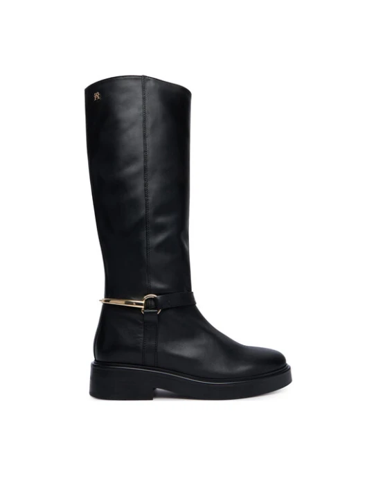 Zdjęcie produktu Oficerki Tommy Hilfiger Th Stud Leather Knee Riding Boot FW0FW09608 Czarny
