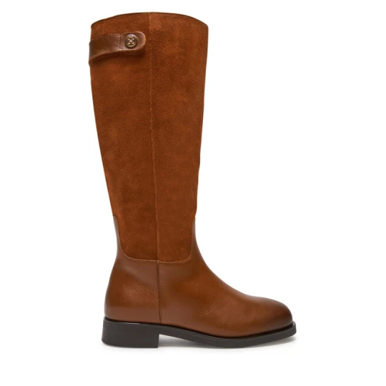 Zdjęcie produktu Oficerki Tommy Hilfiger Th Stud Leather Mix Long Boot FW0FW08341 Brązowy
