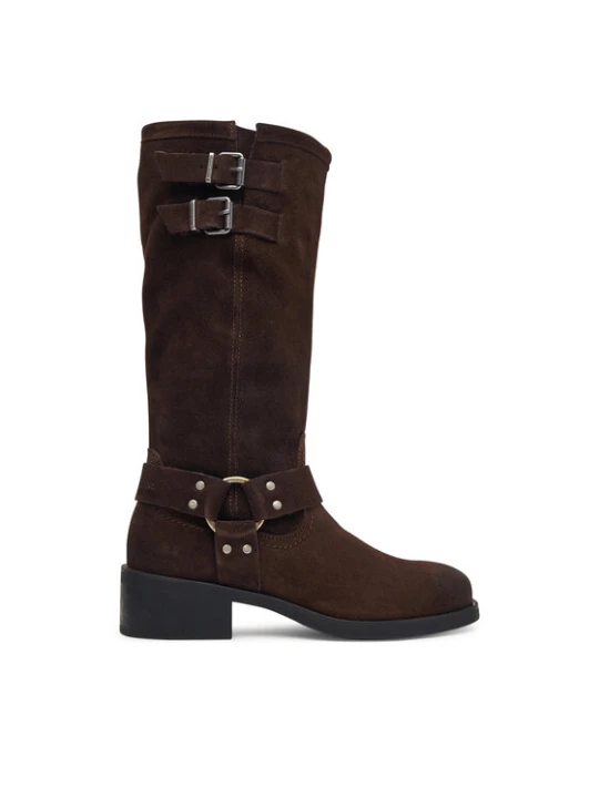 Zdjęcie produktu Oficerki Tommy Jeans Tjw Brushed Suede Biker Boots EN0EN03110 Brązowy ciemny