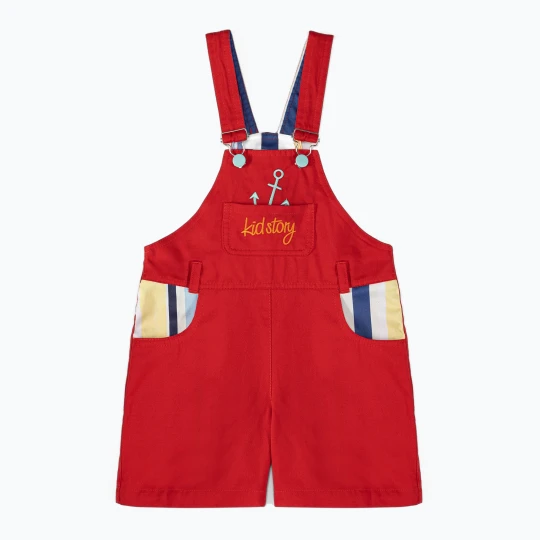 Zdjęcie produktu Ogrodniczki krótkie dziecięce KID STORY marine stripes Czerwony