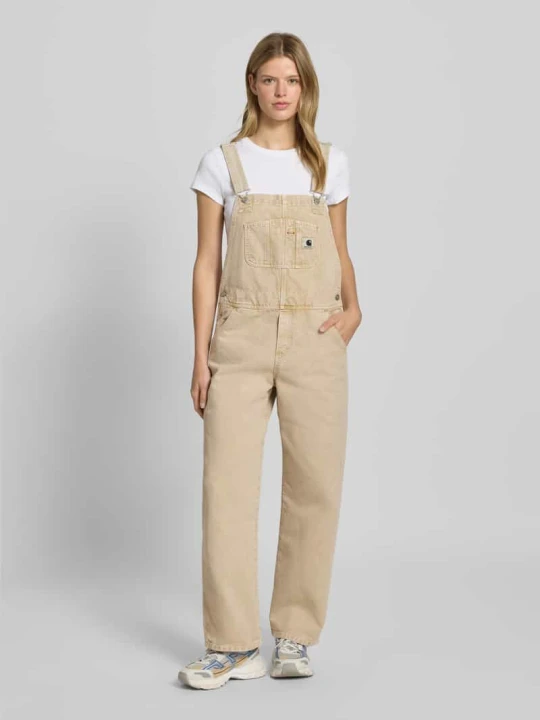 Zdjęcie produktu Ogrodniczki o kroju straight fit z detalem z logo Carhartt WIP Beżowy