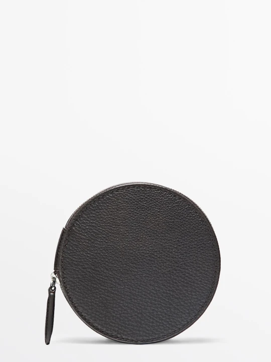 Zdjęcie produktu Okrągła Portmonetka Ze Skóry Nappa - Brązowy - Massimo Dutti - Female