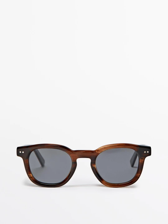 Zdjęcie produktu Okrągłe Okulary Przeciwsłoneczne - Bordowy - Massimo Dutti - Male