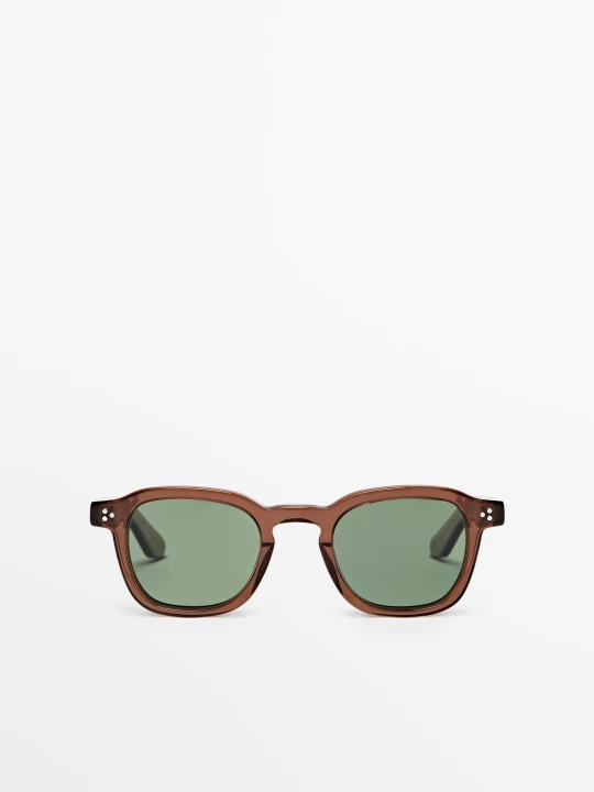 Zdjęcie produktu Okrągłe Okulary Przeciwsłoneczne - Popielaty Brąz - Massimo Dutti - Male