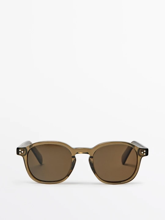 Zdjęcie produktu Okrągłe Okulary Przeciwsłoneczne - Szarobrązowy - Massimo Dutti - Male