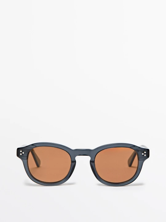 Zdjęcie produktu Okrągłe Okulary Przeciwsłoneczne - Szaroniebieski - Massimo Dutti - Male