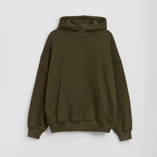 Zdjęcie produktu Oliwkowa bluza oversize cropped z grubej dzianiny heavy weight House khaki