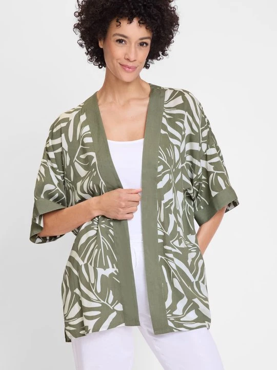 Zdjęcie produktu Oliwkowe wiskozowe ponczo damskie – Voyage Tropical Olsen