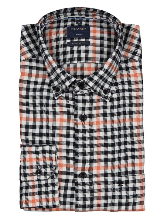 Zdjęcie produktu OLYMP Koszula "Casual" - Regular fit - w kolorze czarno-pomarańczowym rozmiar: L