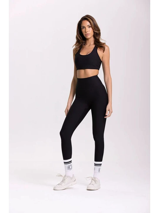Zdjęcie produktu Onamaste Legginsy sportowe "Lotus" w kolorze czarnym rozmiar: L / XL