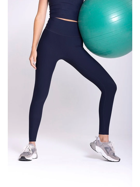 Zdjęcie produktu Onamaste Legginsy sportowe "Lotus" w kolorze granatowym rozmiar: S/M