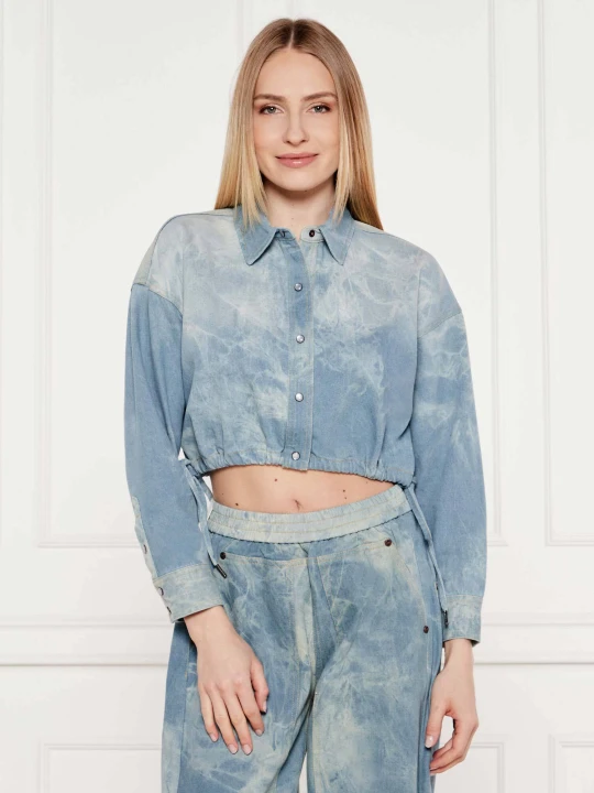 Zdjęcie produktu One Teaspoon Jeansowa koszula BUBBLE | Cropped Fit niebieski