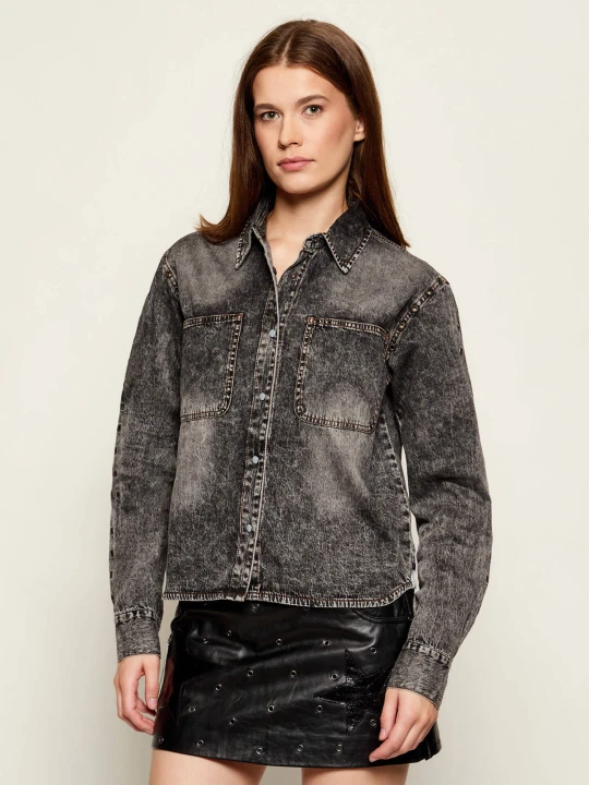 Zdjęcie produktu One Teaspoon Jeansowa koszula NIXIE | Classic fit grafitowy