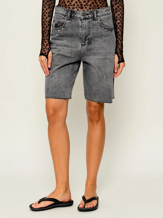 Zdjęcie produktu One Teaspoon Jeansowe bermudy Le Cats | Loose fit | mid waist szary
