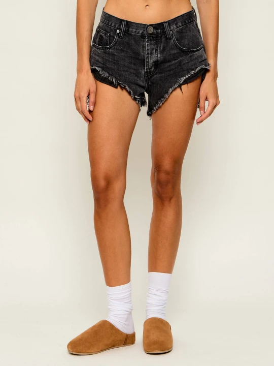 Zdjęcie produktu One Teaspoon Jeansowe Szorty ROLLERS | Regular Fit | low waist czarny