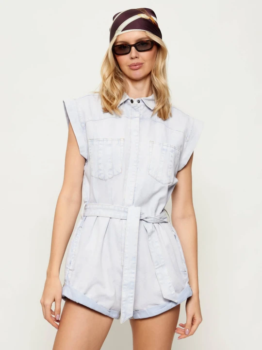 Zdjęcie produktu One Teaspoon Jeansowy kombinezon BANDIT AVIATOR MINI | Regular Fit błękitny