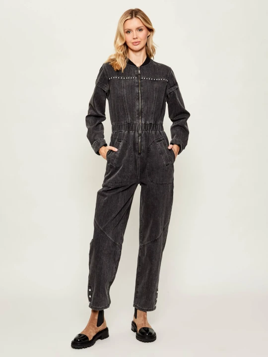 Zdjęcie produktu One Teaspoon Jeansowy kombinezon CALLIE AVIATOR | Regular Fit czarny