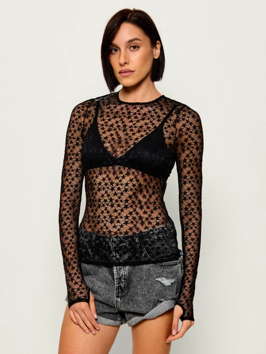 Zdjęcie produktu One Teaspoon Koronkowa bluzka Black magic star | Slim Fit