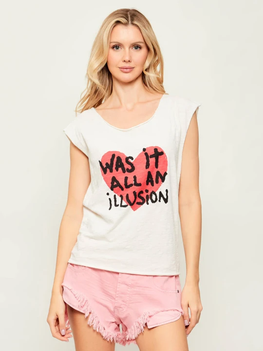 Zdjęcie produktu One Teaspoon T-shirt WAS IT ALL AN ILLUSION | Relaxed fit biały