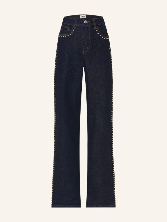 Zdjęcie produktu Only Dżinsy Z Szerokimi Nogawkami I Ozdobnymi Kamieniami blau DARK BLUE DENIM