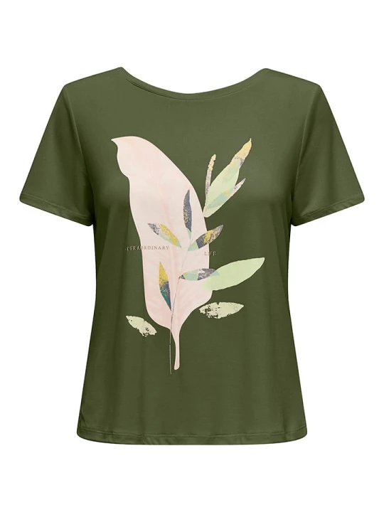 Zdjęcie produktu ONLY Koszulka "Free Life" w kolorze khaki rozmiar: XL