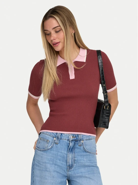 Zdjęcie produktu ONLY Polo Meddi 15363165 Bordowy Slim Fit