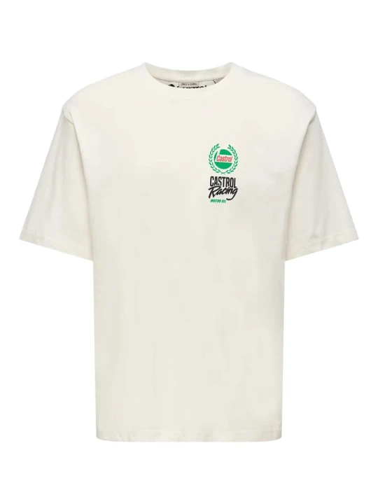 Zdjęcie produktu ONLY & SONS Junior Koszulka "Castrol" w kolorze kremowym rozmiar: 134/140