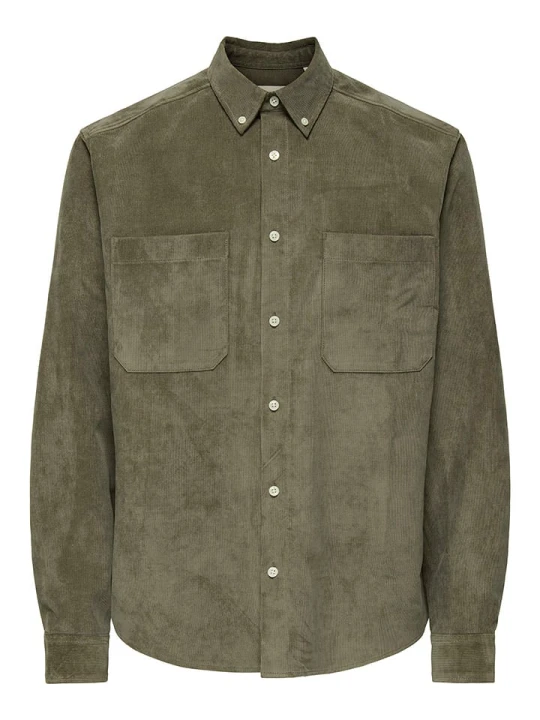 Zdjęcie produktu ONLY & SONS Koszula sztruksowa "Alp" w kolorze khaki rozmiar: M