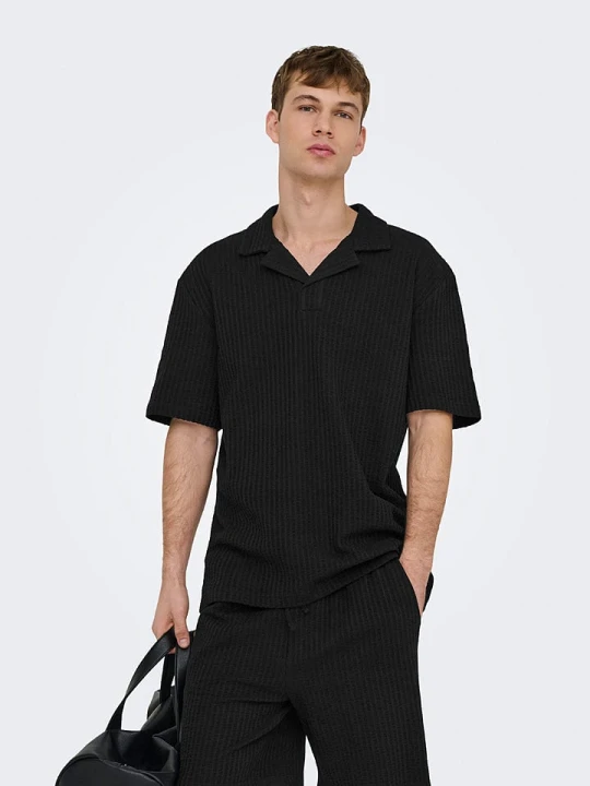 Zdjęcie produktu ONLY & SONS Koszulka polo "Onsaustin" w kolorze czarnym rozmiar: M