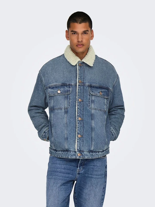 Zdjęcie produktu ONLY & SONS Kurtka dżinsowa "Wilson" w kolorze niebieskim rozmiar: M