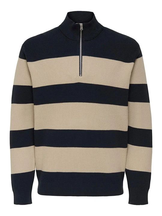 Zdjęcie produktu ONLY & SONS Sweter "Phil" w kolorze beżowo-czarnym rozmiar: XL