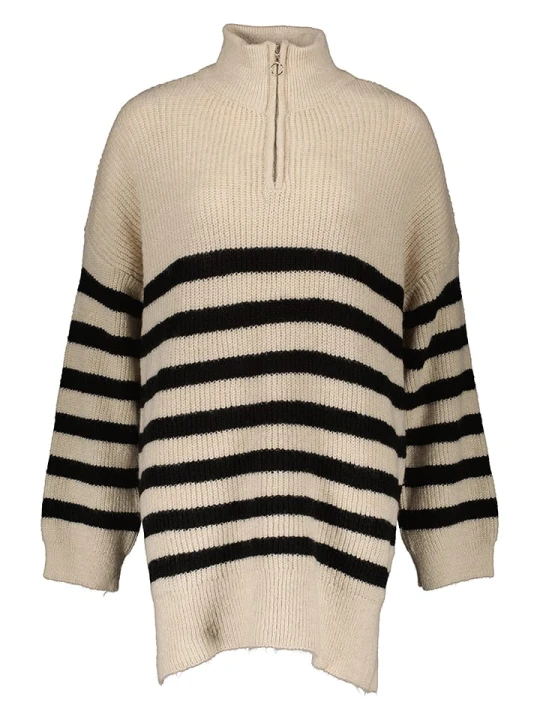 Zdjęcie produktu ONLY Sweter "Alfrida" w kolorze beżowo-czarnym rozmiar: M