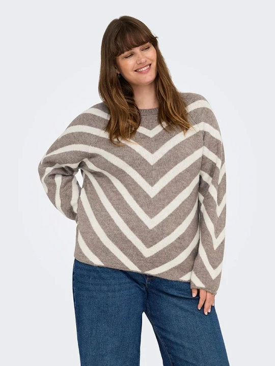 Zdjęcie produktu ONLY Sweter w kolorze szarobrązowo-kremowym rozmiar: XL-54