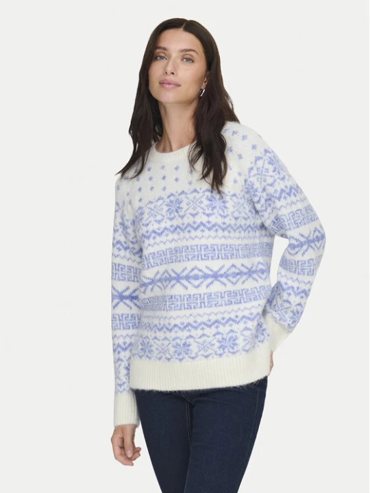 Zdjęcie produktu ONLY Sweter Xmas Nordic 15354824 Błękitny Regular Fit Niebieski jasny
