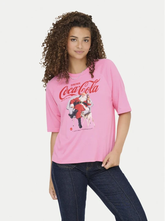 Zdjęcie produktu ONLY T-Shirt Coca Cola 15355794 Różowy Regular Fit
