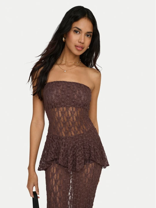 Zdjęcie produktu ONLY Top Aya 15375823 Brązowy ciemny Slim Fit