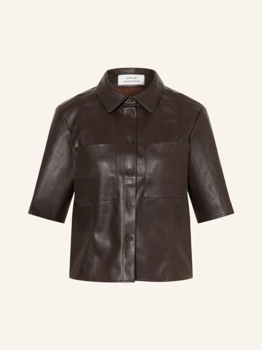 Zdjęcie produktu Opus Bluzka Koszulowa Feleather O Wyglądzie Skóry braun CIEMNOBRĄZOWY