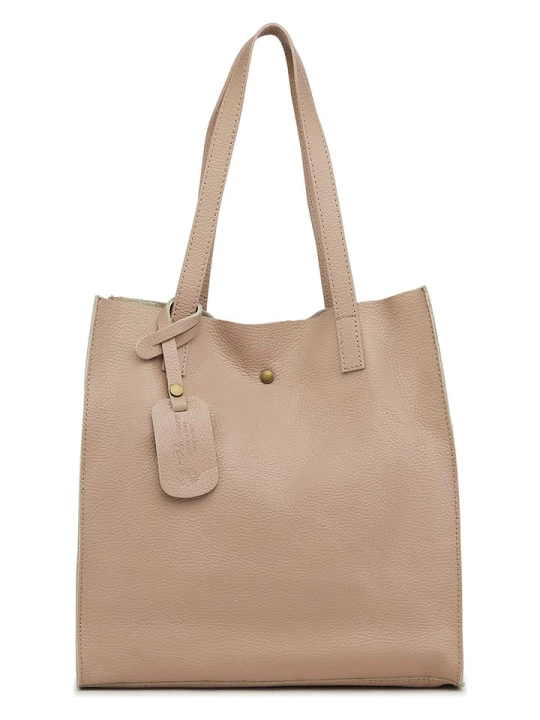 Zdjęcie produktu ORE10 Skórzana torebka "Ortega" w kolorze jasnoróżowym - 33 x 38 x 15 cm rozmiar: onesize