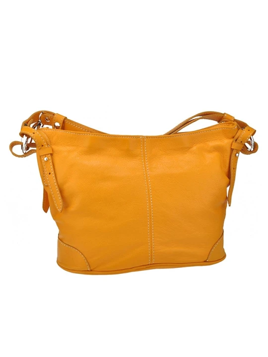 Zdjęcie produktu ORE10 Skórzana torebka "Roers" w kolorze musztardowym - 34 x 24 x 12 cm rozmiar: onesize