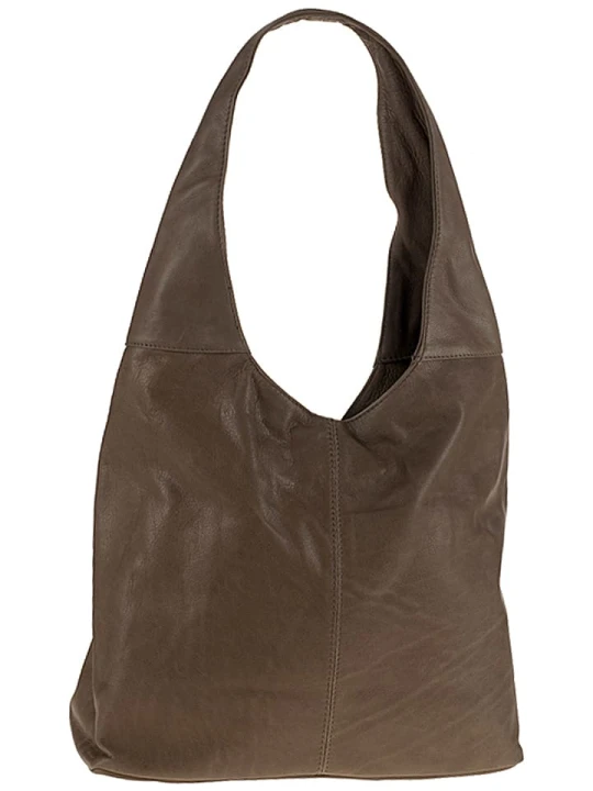 Zdjęcie produktu ORE10 Skórzana torebka "Vercelli" w kolorze szarobrązowym - 40 x 30 x 14 cm rozmiar: onesize