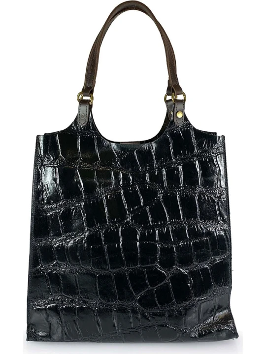 Zdjęcie produktu ORE10 Skórzany shopper bag "Prince" w kolorze czarnym - 32 x 35 x 13 cm rozmiar: onesize