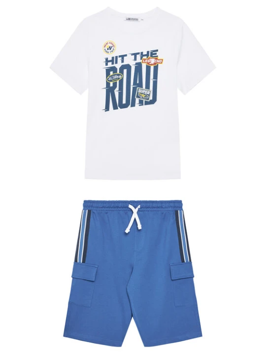 Zdjęcie produktu Original Marines Komplet t-shirt i spodenki DFP4218YM Biały Regular Fit